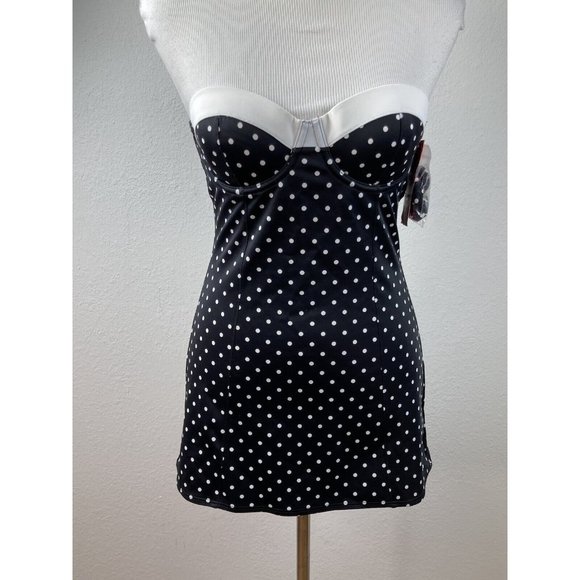 *New Spanx Retro Dresskini Polka Dot Swim Underwire Molded Cups Tankini Top-6 - Picture 3 of 13